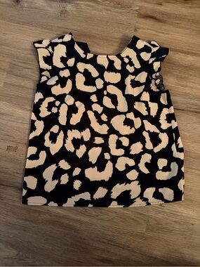 Black & Cream Leopard Print Sleeveless Blouse